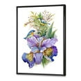 thumbnail image 3 of Designart 'Birds With Purple Iris' Traditional Framed Canvas Wall Art Print, 3 of 5