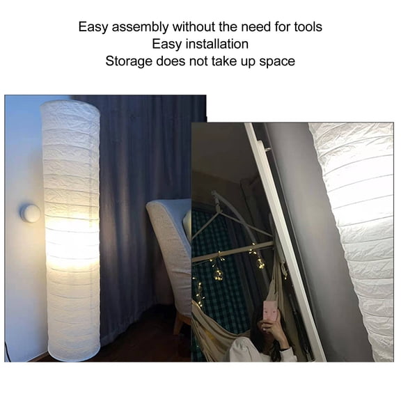 37 Inch Paper Floor Lamp Shade, Elegant Rice Paper Protector, Easy Install, For Home  Office