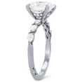 thumbnail image 2 of 1.00 Carat Excellent Round Cut Natural Diamond Unique Solitaire with Accents Ring for Women Solid 18K White Gold Size 8.5, 2 of 6