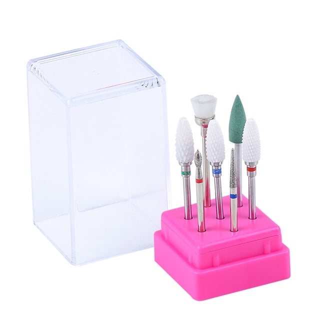 Seitruly Nuevo portátil 7 unids/set de brocas de cerámica para uñas, caja acrílica, cortador de fresado, máquina eléctrica de manicura, accesorio, Juegos de manicura (DH01) Seitruly MJ12957-01