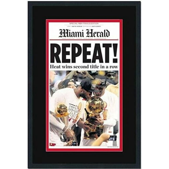 Framed Football and basketball Prints 20x24 (Miami Heat Repeat)