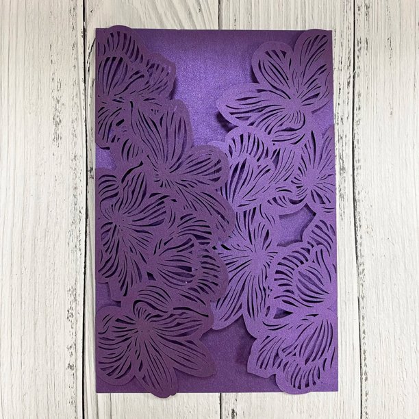 Tarjeta de invitación de boda de papel de perlas iridiscentes, patrón de hojas, tarjetas artesanales, cumpleaños, fiesta de bautismo, 10 unids/lote por paquete