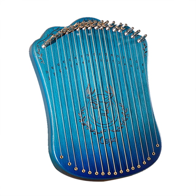 17 String Lyre Harp Portable Solid Beech Wood Harp String Musical Instrument with Tuning Picks for Beginners Adults Blue