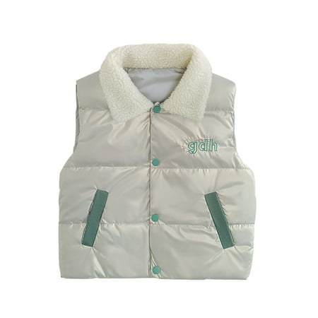 

Winter Savings Clearance! Dezsed Autumn Winter New Boys Girls Sleeveless Vest Jacket Letter Print Windproof Coat Kids Warm Vest Children Outwear Toddler Coat Turn-Down Collar 12M-5Y
