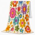 thumbnail image 2 of 70S Groovy autumn celebration Flower Design Retro Orange Pink, Cozy Pet Portrait Pattern, Warm Flannel Blanket for Living Room and Bedroom, Cat Lovers autumn celebration Gift, Pet Lover Home Decor, 2 of 9