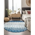 thumbnail image 4 of Unique Loom Tribal Trellis Collection Area Rug - Alami (5' 3" Round Ivory Navy Blue/Gray), 4 of 12