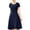 Navy, variant on Women's Round Neck Button Down Short Sleeve A-Line Casual Midi Dresses with Pockets for Women Work Office & Everyday Wear