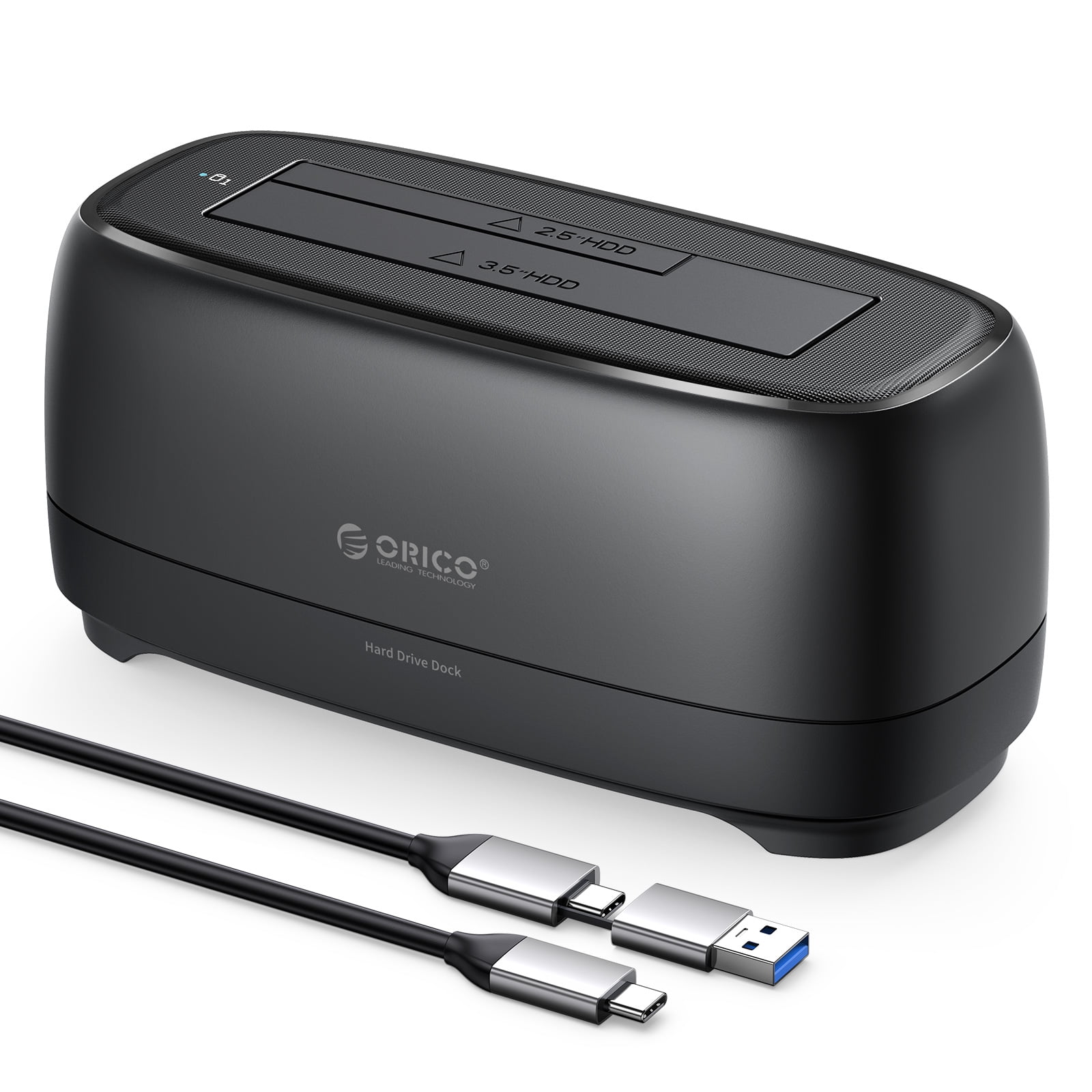 ORICO Hard Drive Docking Station with Offline Clone USB 3.2 Gen 1 to SATA Hard Drive Dock Dual Bay for 2.5&3.5 Inch SSD HDD Up to 40 TB with 12V Power Supply, Tool-Free and UASP Supported