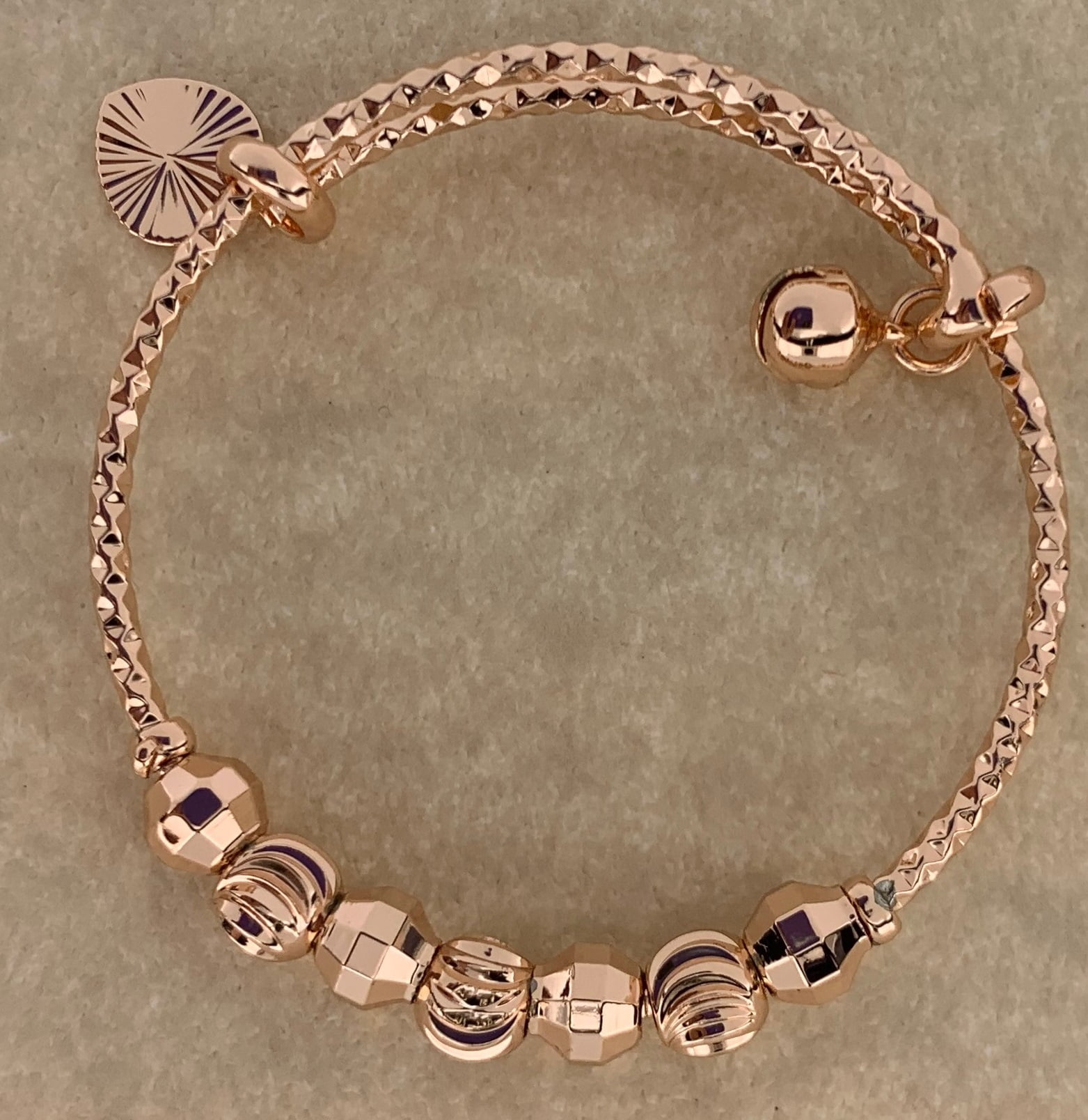 Gold Expandable Bangle Bracelets Adjustable with pink charms for girl babyshower favors