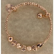 American Designs Adjustable Rose Gold-Plated Bangle Bracelet, Includes Gift Pouch, 2.5 in