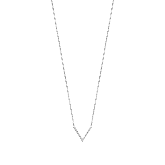 Mystigrey Aria .925 Sterling Silver Plated Rhodium V Necklace for Women
