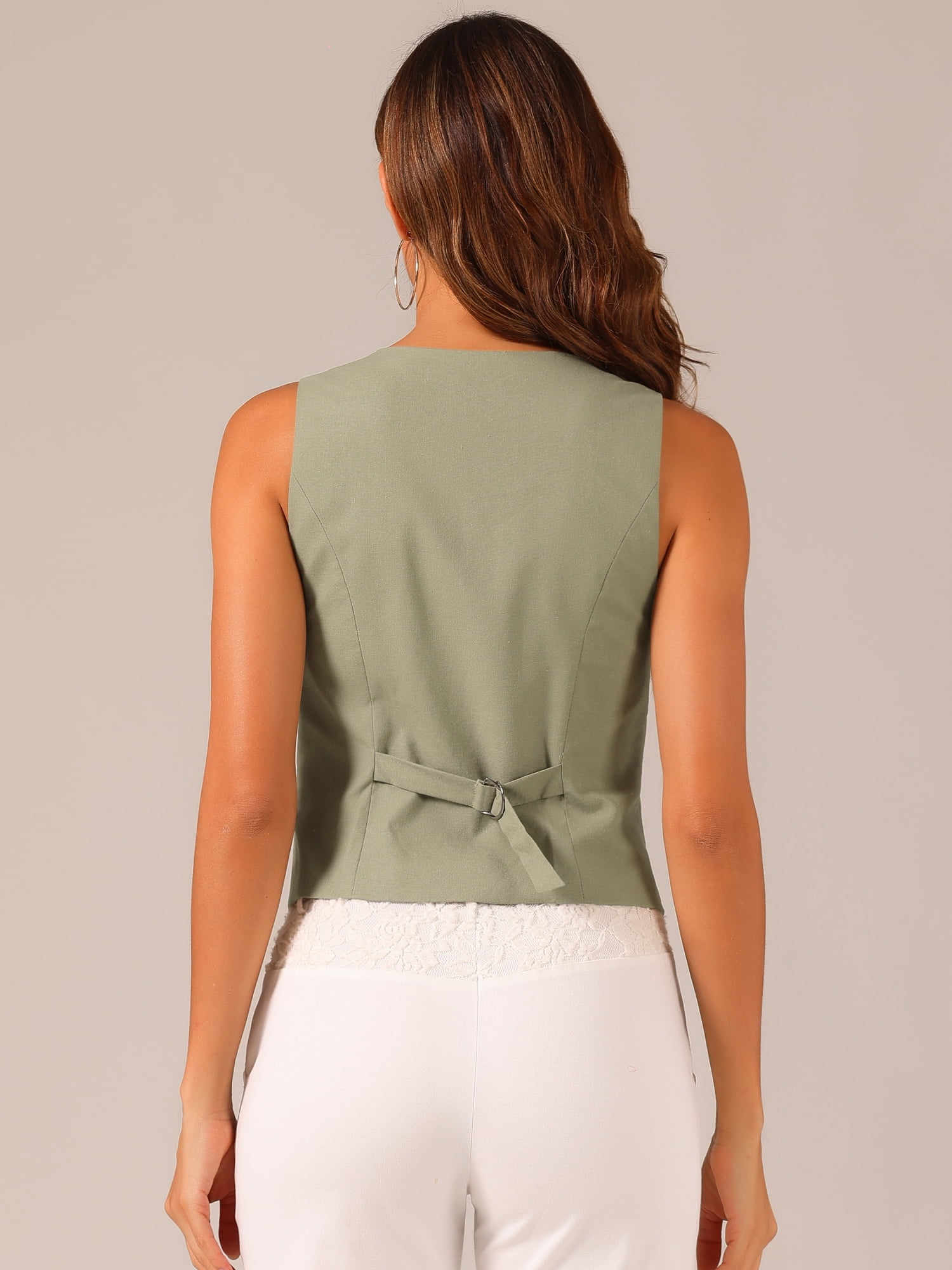 DARING DIVA Women's Waistcoat V Neck Crop Top Summer Vest M Army Green