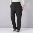 thumbnail image 5 of comerut Fall Winter Men Pants Straight Loose Wide Leg Elastic Mid Waist Thick Plush Warm Solid Color Pockets Plus Size Mid-aged Men Father Sweatpants, 5 of 7