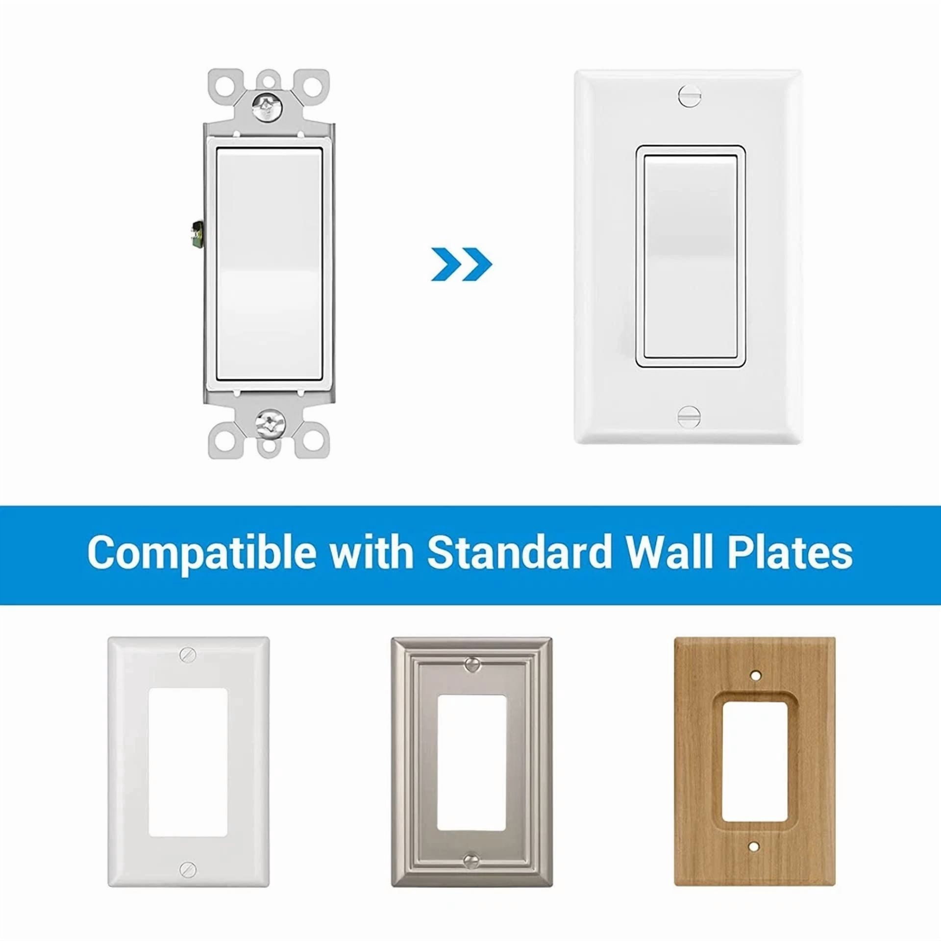 Home Electrical Light Switch, Paddle Rocker Single-Pole On/Off, Ul White 4Packs
