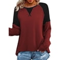 thumbnail image 1 of Mode T-Shirt d'Été pour Femmes Manches Longues Patchwork Décontracté Blouse, 1 of 5