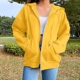 thumbnail image 3 of Aihuaihua Zip Up Hoodie Women Plus Size Cute Casual Long Sleeve Zipper Sweatshirts Fall Y2k Outfits Comfy Track Jackets with Pockets (Yellow,L), 3 of 8