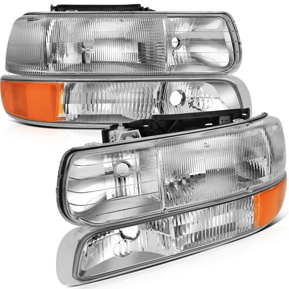 For Chevrolet Silverado 1999-2002 Headlights Assembly Clear Chrome Headlamp Pair