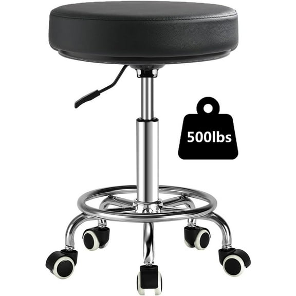 Rolling Stool with Wheels,360° Swivel Tattoo Chair,Adjustable Heavy Duty Office Stool for Guitar Tattoo Shop Kitchen Beauty Hair Salon Spa Lab Medical（Black）