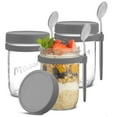 thumbnail image 5 of Brightware Dawn Overnight Oats Jars with Grey Lids and Spoons – 16 oz – Set of 3, 5 of 17