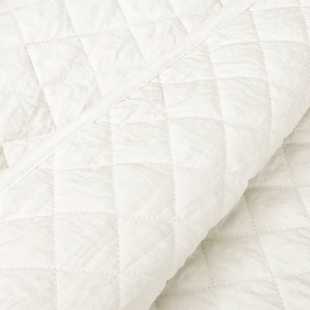 Lush Decor Ava Diamond Minimalist Modern Solid Cotton Lightweight Oversized Quilt, King, White, 2-3 Piece Set