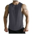 thumbnail image 2 of Men's Sleeveless Shirts Quick Dry Tank Tops Workout Gym Muscle Shirts for Swim Beach Bodybuilding Dark Gray 3XL, 2 of 3