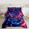 thumbnail image 2 of Homewish Video Game 3-Piece Full Size Comforter Sets,Abstract Gamepads Bedding Comforter Set,Geometric Honeycomb Lightweight Bedding Sets,Ultra Soft Home Decor,Reversible, 2 of 8