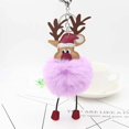 thumbnail image 1 of Llavero con colgante de alce de felpa de cuero, Pompón, Bola de piel de reno, muñeco, adornos de Navidad, recuerdos de fiesta, nuevo, 1 of 4
