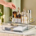 thumbnail image 3 of TNOBHG Desktop Organizer Transparent Two-tier Desktop Cosmetic Storage Box with Drawer Handle Smooth Stable High Fence Lipstick Lotion Nail Polish Organizer, 3 of 8
