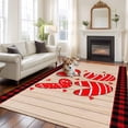 thumbnail image 2 of Large Area Rugs for Living Room Bedroom, Happy Valentine's Day 8'x10' Rug Washable Carpet Runner Indoor Outdoor, Love Heart Wood Red Black Plaid Non Slip Floor Mats Rug for Kitchen, Patio, 2 of 8