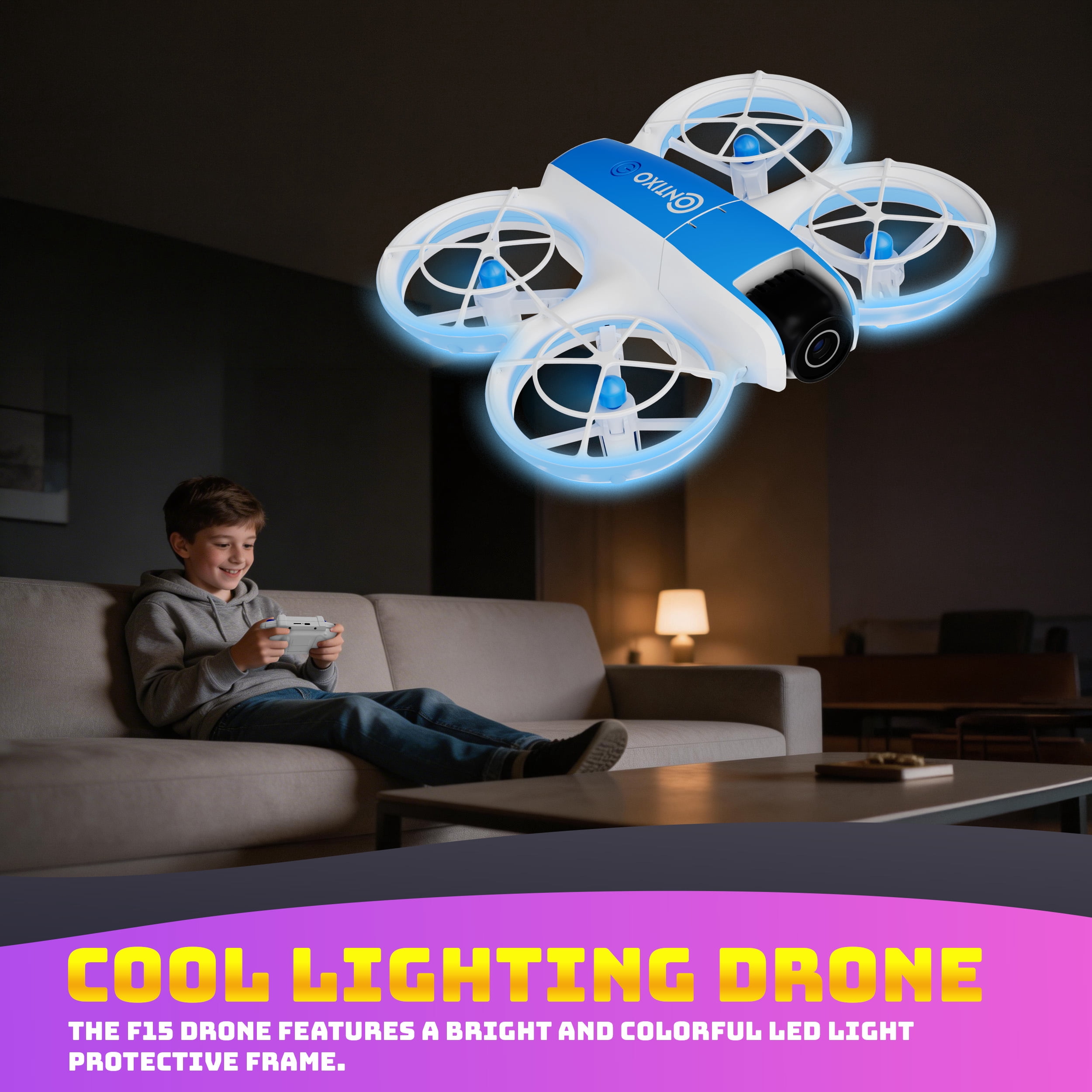 Contixo F15 Astro Mini Drone with 2.4" Screen Remote – Dual Camera, Live Video Display, Optical Flow Hover, One-Key Takeoff/Landing, 360° Stunts, 2 Batteries, Beginner Drone for Kids & Adults - Blue