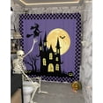 thumbnail image 5 of Halloween Purple Castle Moon Shower Curtain Set ，Waterproof Fabric Shower Curtains Witch Pumpkin Bat Black Plaid Shower Curtains for Bathroom,Bathroom Decor 60"x72", 5 of 6