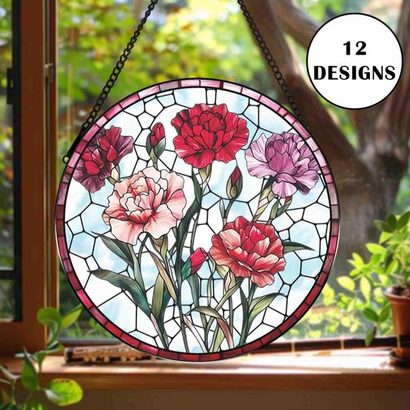 Birth Month Flower Acrylic Suncatcher, Custom Birth Month Flower Window Hanging, Birth Flower Memorial Gift, Gift For Mom, Birthday Gift
