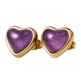 thumbnail image 1 of LuckyLy Aretes Mujer de Corazón con Piedras Naturales, Acero Inoxidable con Baño Oro 14k – Joyería para Mujer, Regalos para Mujer San Valentín y Navidad, Regalos para Mamá Cumpleaños, violeta Unitalla, 1 of 6