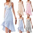 thumbnail image 4 of Sonducket Vestido largo de mujer Casual Spaghetti Strap Swing Sundress Club Noche Fecha Playa Vacaciones Cumpleaños Oficina Ropa de verano Vestidos Rosa S Sonducket AP011094-05, 4 of 5