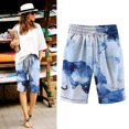 thumbnail image 2 of NAFUU Bermuda Shorts For Women Summer High Waisted Textured Print Short Pants With Pockets And Drawstring Loose Fit Athletic Shorts For Women, 2 of 4