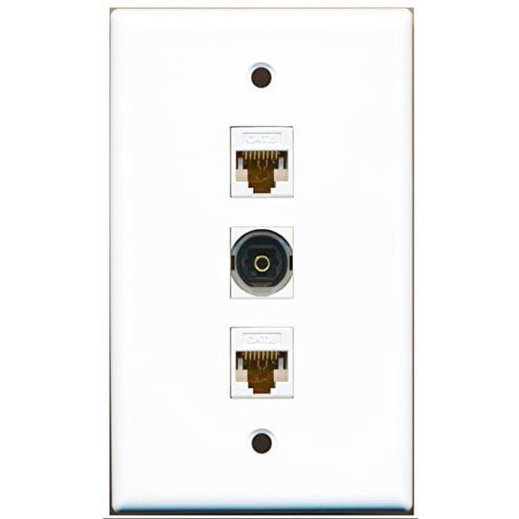 RiteAV - 1 Port Toslink 2 Port Cat6 Ethernet White Wall Plate