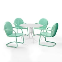 Outdoor Dining Set 5 Piece Metal Patio Table & Chairs - White Aqua - Maykoosh