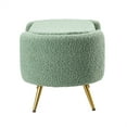 thumbnail image 5 of Storage Ottoman Bench,Upholstered Ottoman Bench End of Bed Bench with Gold Metal Legs,Long Sofa Bench Large Storage Footstool Entryway Bench,Tufted Table Dining Stool for Living Room Bedroom,Sage, 5 of 7
