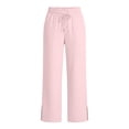 thumbnail image 5 of Womens Wide Leg Sweatpants Cotton Line Elastic High Waisted Side Slits Drawstring Baggy Lightweight Pants with Pockets Athletic Joggers Trousers, 5 of 10