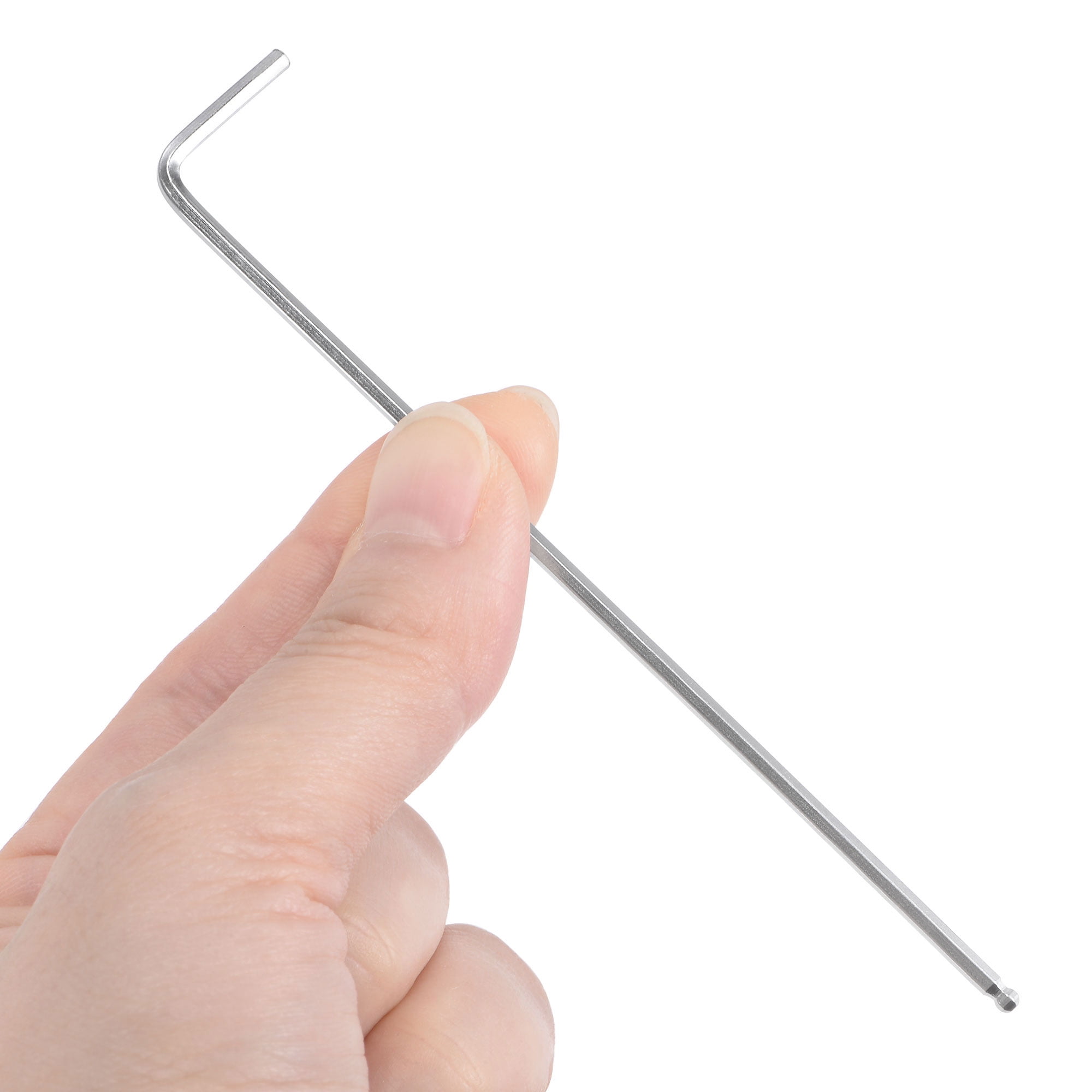 Unique Bargains Ball End Hex Key Wrench L Shaped Long Arm CR-V Silver 4.21"