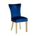 thumbnail image 3 of Set of 2 Dining Chairs with Metal Golden Legs, Velvet Armless Dining Chair with Nailhead Trim and Back Ring Pull, Modern Mid-back Chair for Kitchen, Dining Room, Living Room and Bedroom, Blue, 3 of 7