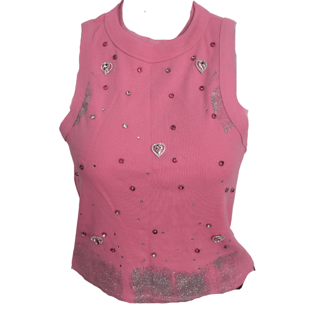 Blusa top sin mangas con pedrería casual
