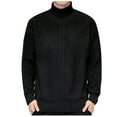 thumbnail image 2 of SERTG Men's Sweater Knitted Turtleneck Pullover Fall Winter Solid Color Heavy Tops Long Sleeve Warm Comfortable Casual Sweater(Black,2XL), 2 of 9