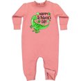 thumbnail image 2 of Inktastic Happy St. Patrick's Day Green Dinosaur Baby Fleece Romper, 2 of 4