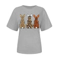 thumbnail image 4 of VBTAPA Easter Shirts for Women Cute Funny Bunny with Glasses Novelty Graphic Short Sleeve T Shirt Casual Loose Easter Day Tee Lightning Sales Gray XXXL, 4 of 6