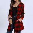 thumbnail image 3 of cocolona Womens Plaid Shirts Fall Long Sleeve Button Down Hooded Cardigan Tops Fashion Casual Jacket Coat Winter Outwear, 3 of 8