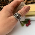 thumbnail image 6 of Chunky Silver Multi Layer Band Signet Ring, Thumb Weaved Layered Ring, 6 of 10