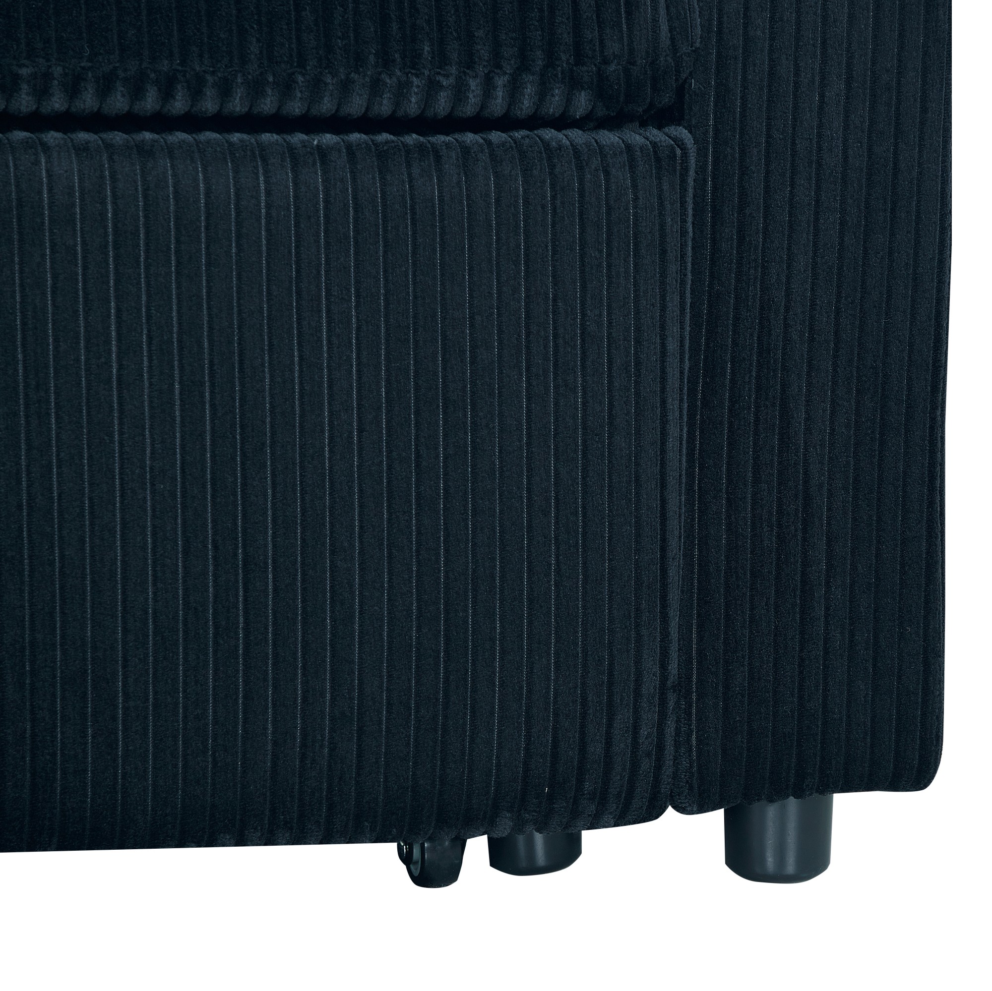Gewnee Pull Out Sofa Bed,3 In 1 Sleeping and Seating Sofa with Storage Function,with Corduroy Fabric L-shaped Sofa,Suitable for Living Room,Bedroom and Apartment(Black)