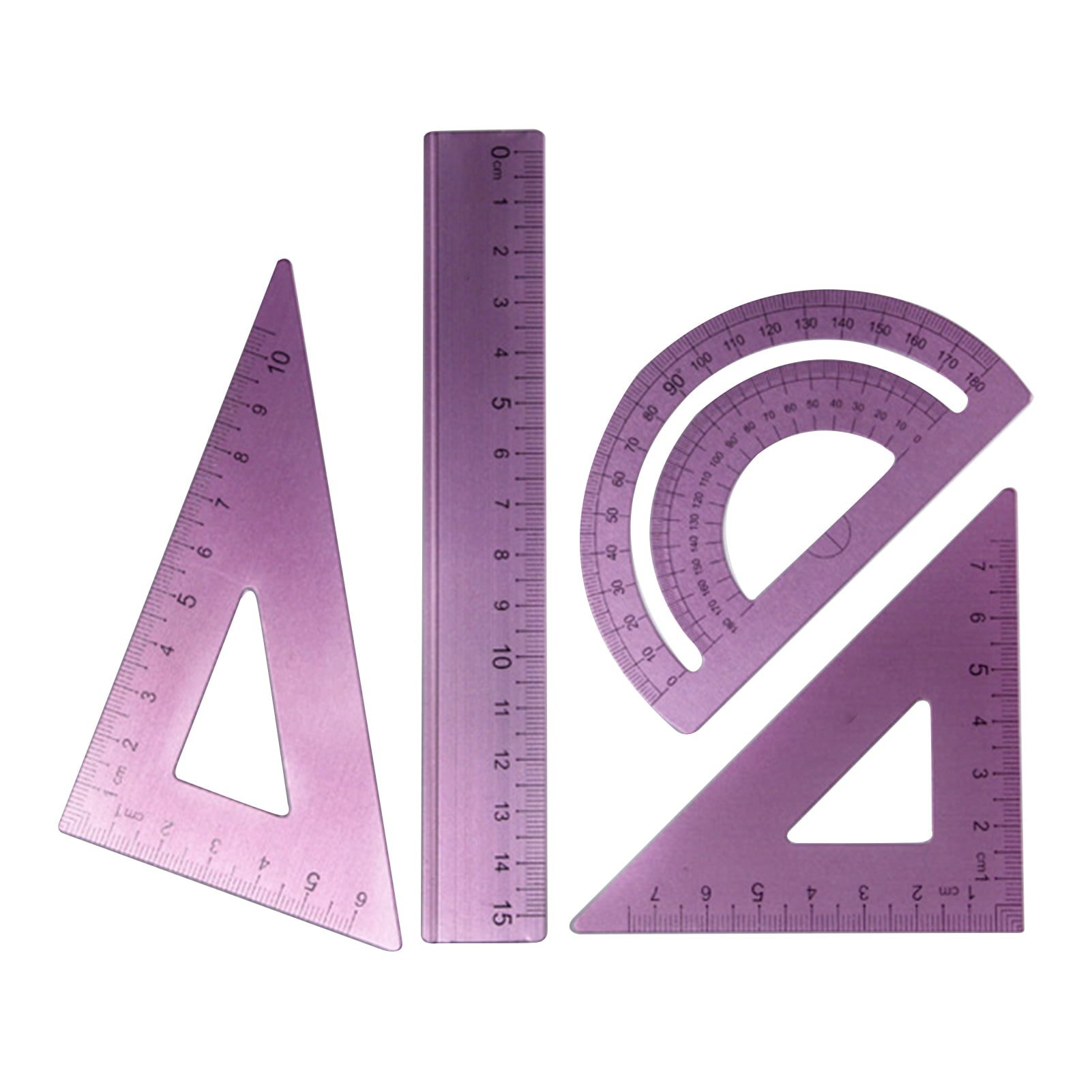 4pcs/set Aluminium Ruler Set Metal Geometry triangle Rulers student school tools 