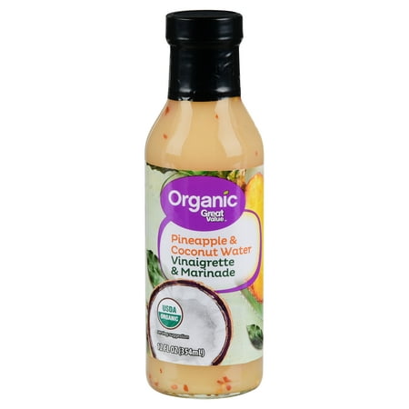 (2 Pack) Great Value Organic Pineapple & Coconut Water Vinaigrette & Marinade, 12 fl (Best Organic Coconut Water)